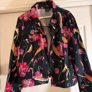 Tribal Black Floral Jean Jacket